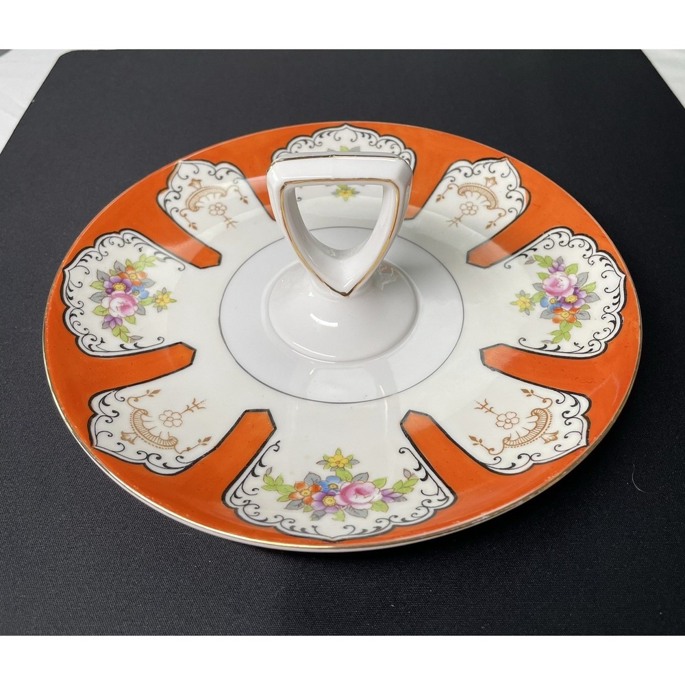 Vintage Noritake Lemon Pastries Nappy Porcelain Dish. Made Japan Flowers Orange